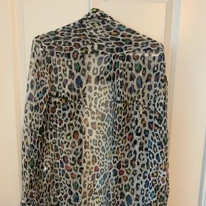 Leopard print multi coloured Equipment button up